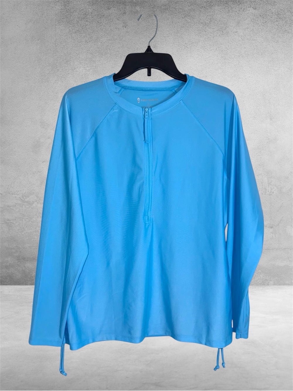 Free Country Bright Blue Long Sleeve Half-Zip Top with Side Strings for Ruching
